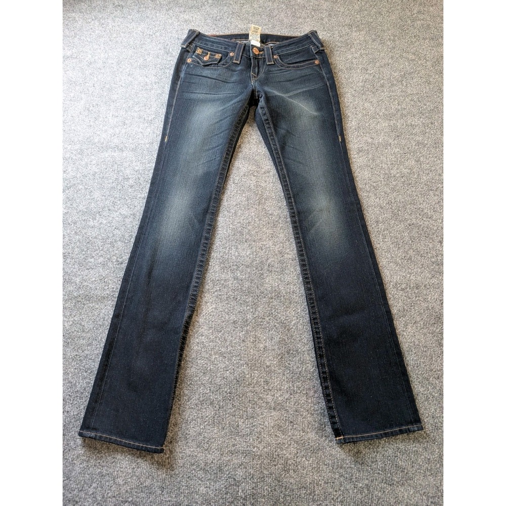 True Religion Billy Jeans Womens 26 USA Made Dark Wash Straight Y2K Inseam 34 "
